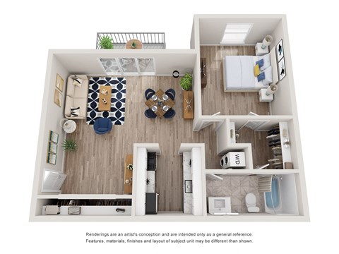 Floor plan for 1 bed, 1 bath, 800 sqft